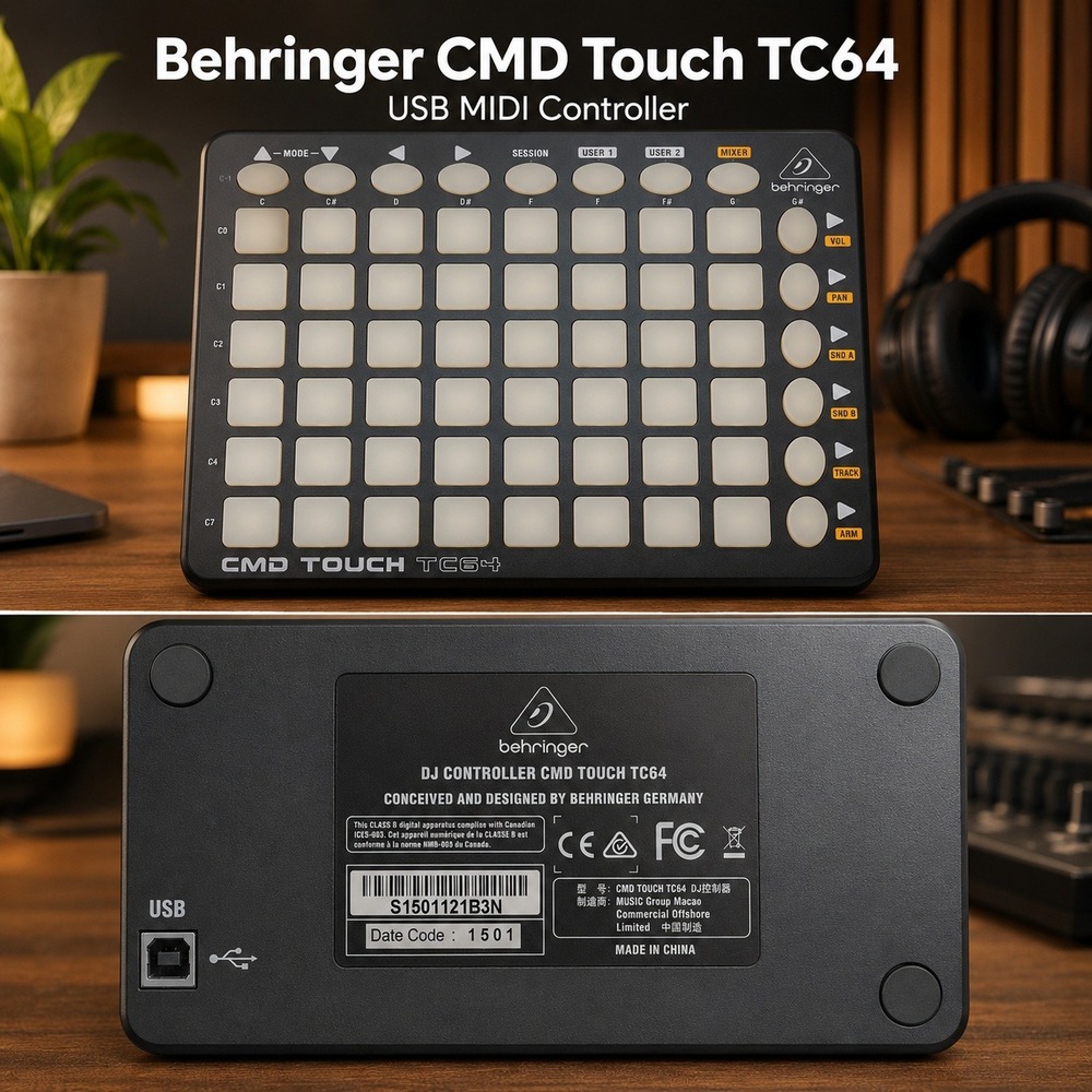 Behringer CMD Touch TC64 USB MIDI Controller DJ Pad Grid Performance Station